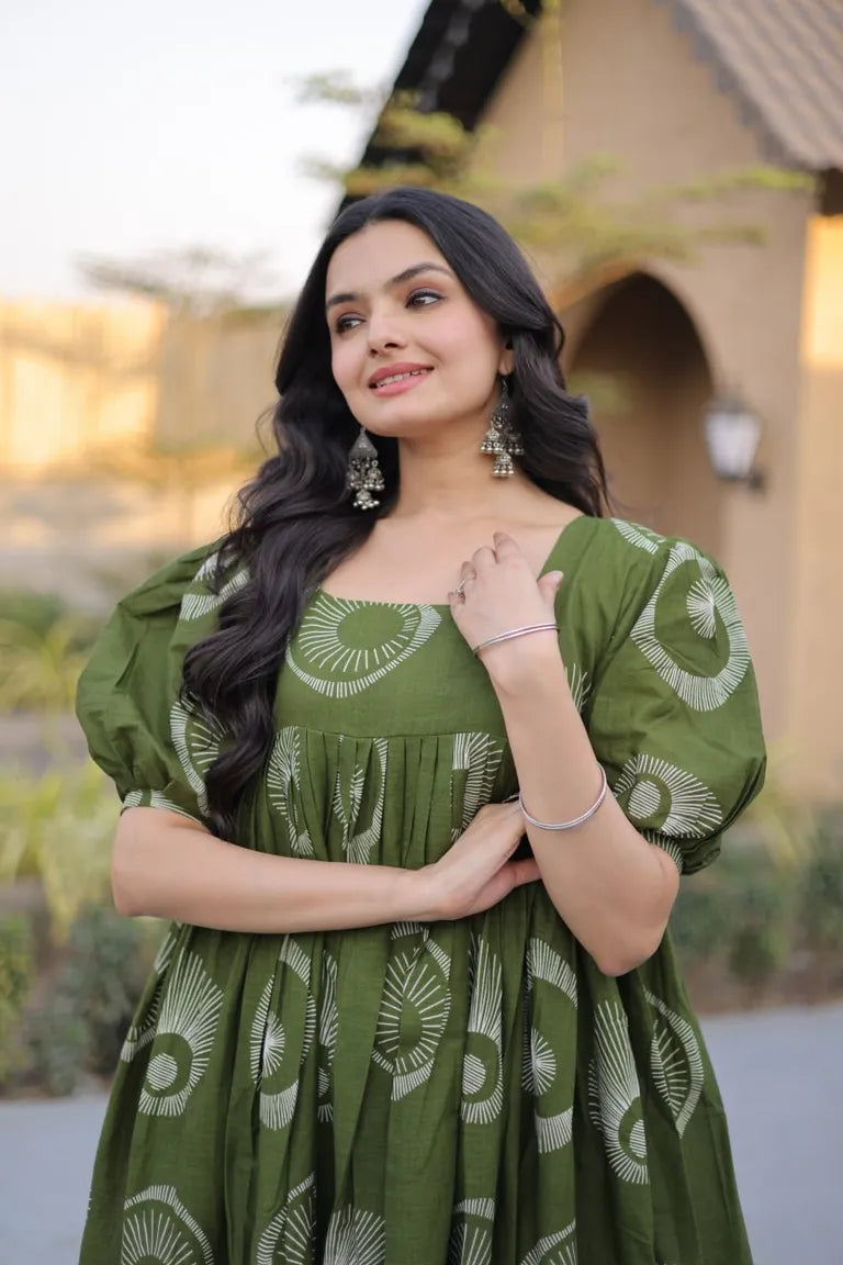 Puff Sleeve Square Neck Kurti