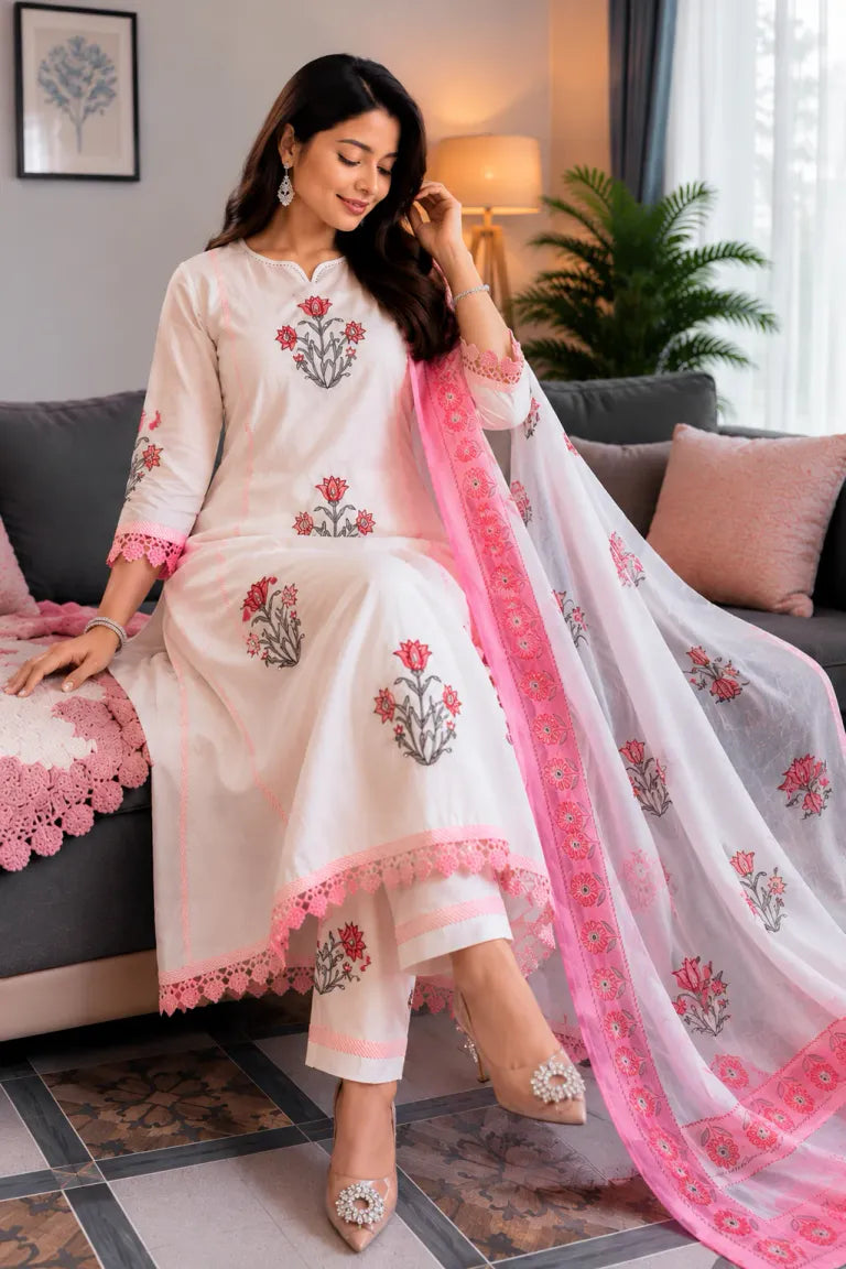 Jaipuri Taj Cotton Floral Suit Set