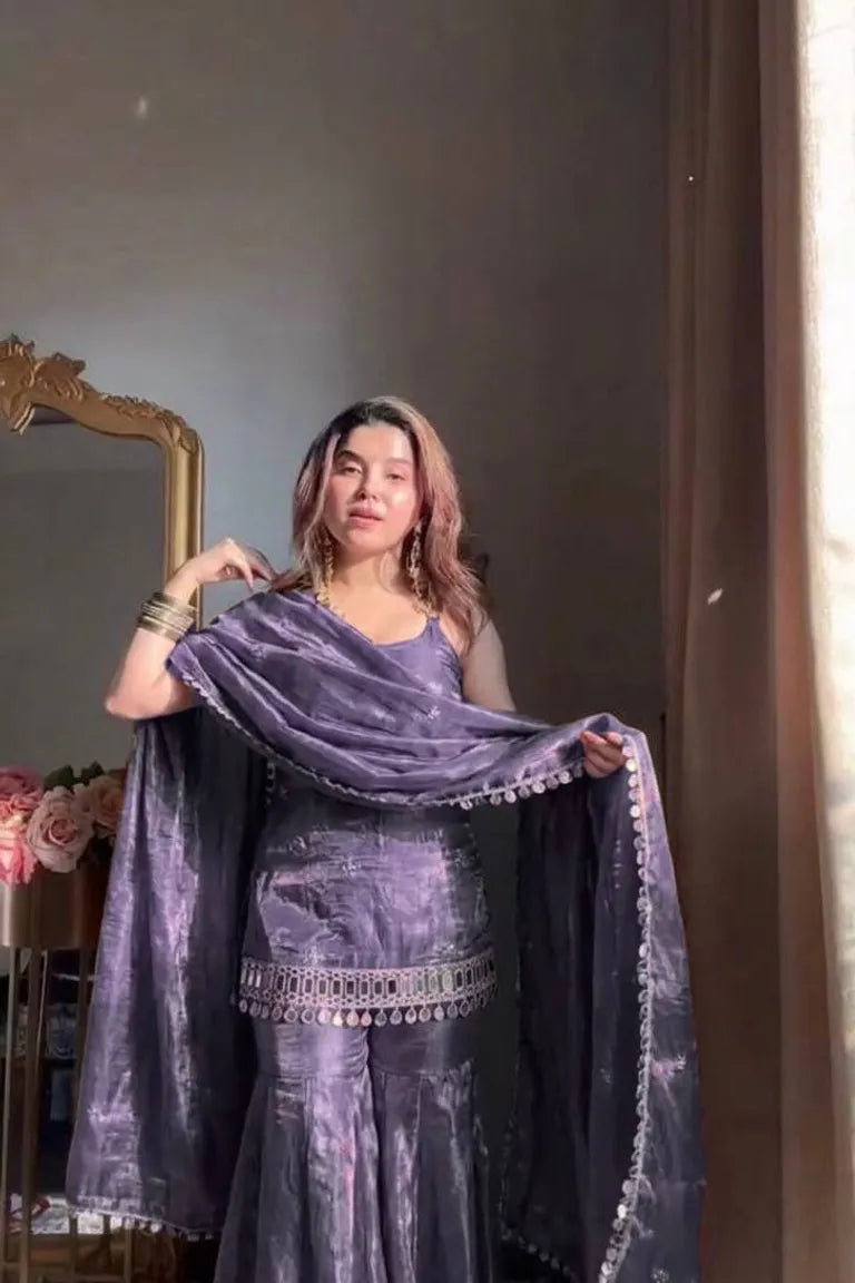 Fendy Silk Kurti with Sharara Set