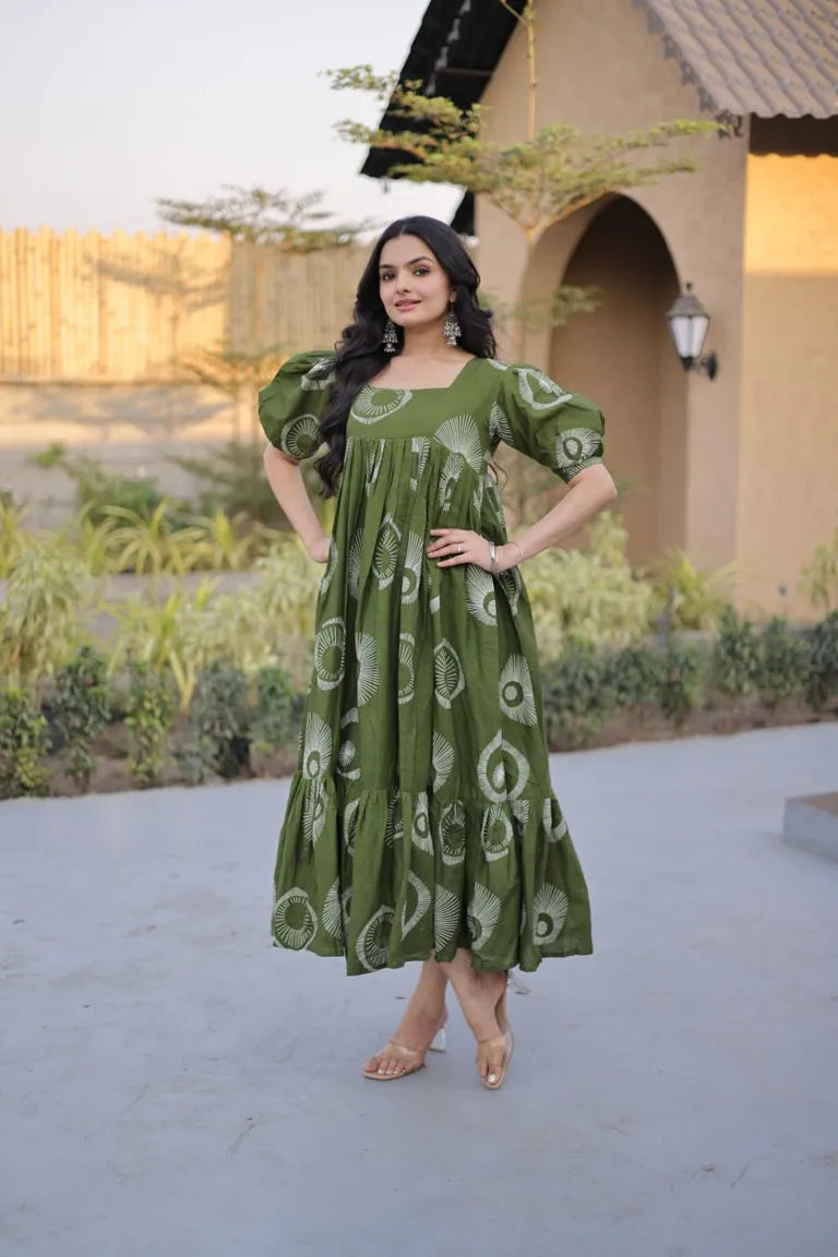 Puff Sleeve Square Neck Kurti