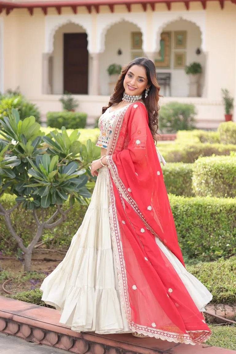 Designer Folk Art Tiered Lehenga Outfit
