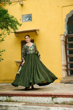 Emerald  Embroidered  Gown