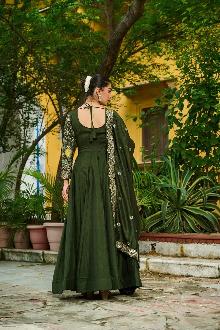 Emerald  Embroidered  Gown