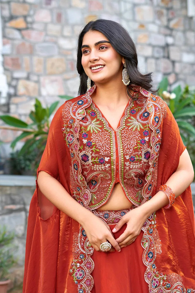 Embroidered Jacket Lehenga Set