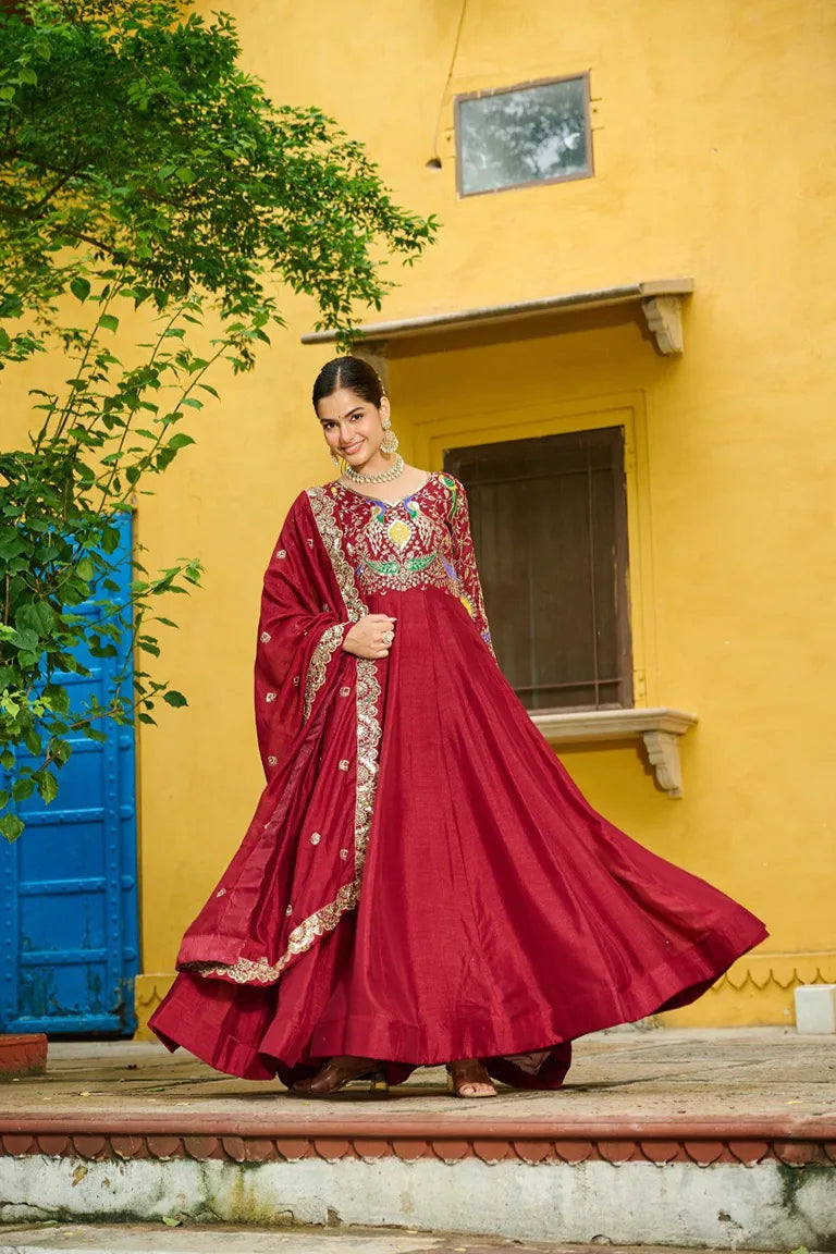 Emerald  Embroidered  Gown