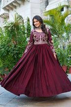 Full-Sleeve Embroidered Maxi Dress gown