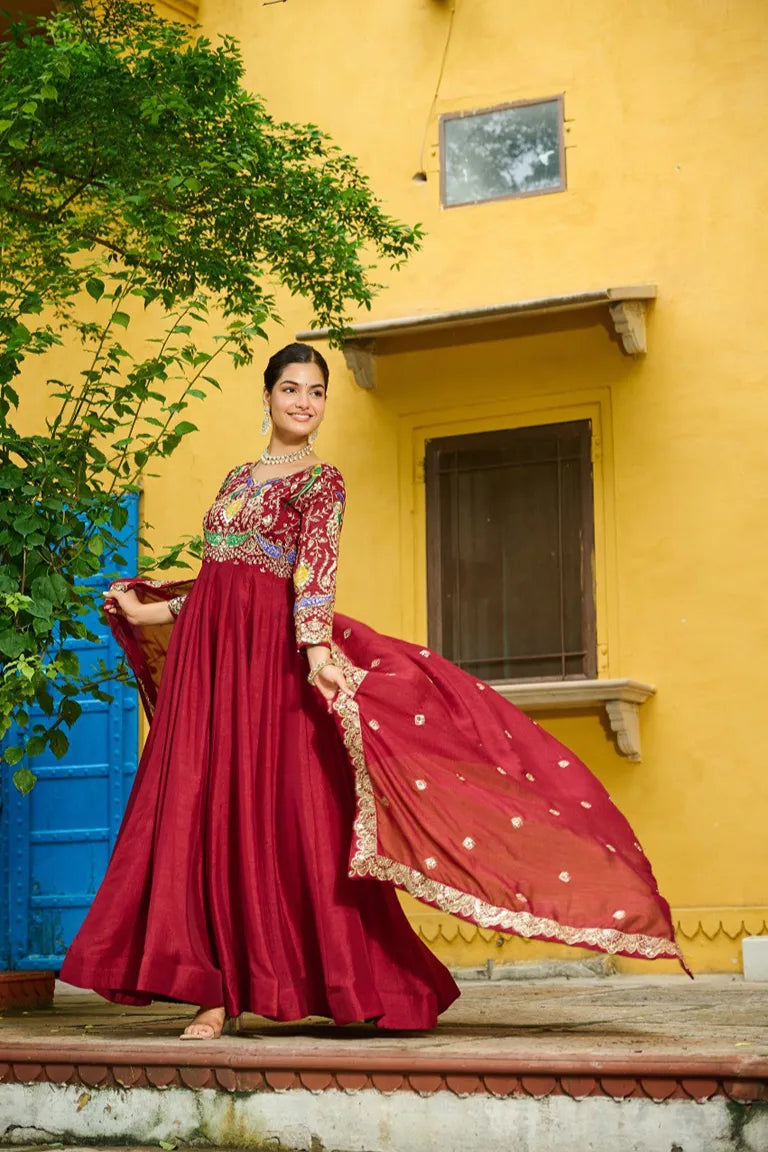 Emerald  Embroidered  Gown