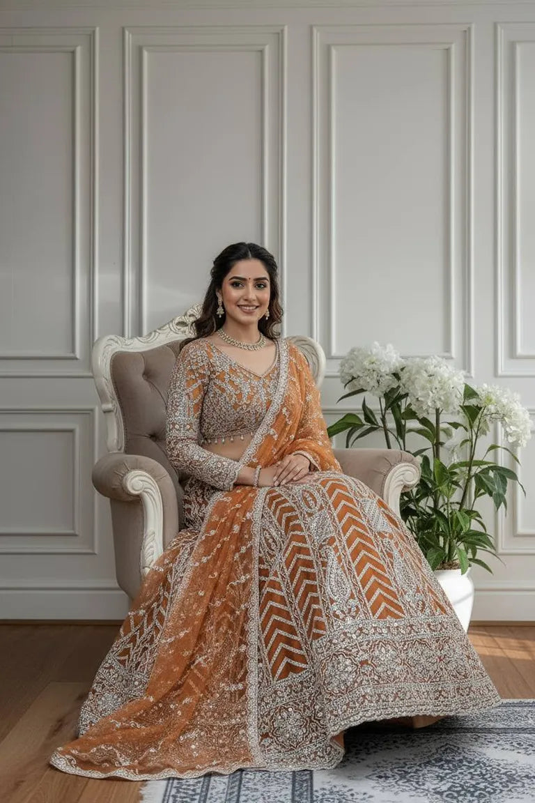 Rust Orange Lehenga Choli
