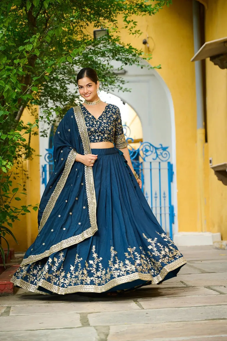 Perfect Festive & Wedding  Blue Lehenga