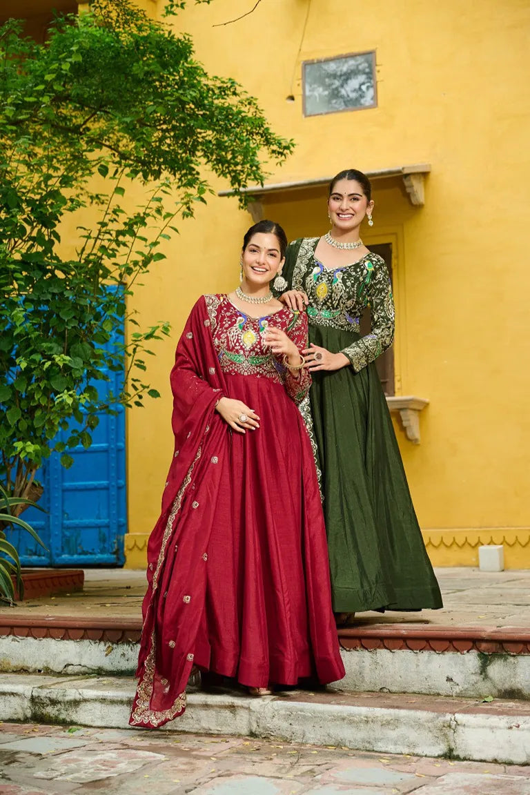 Emerald  Embroidered  Gown