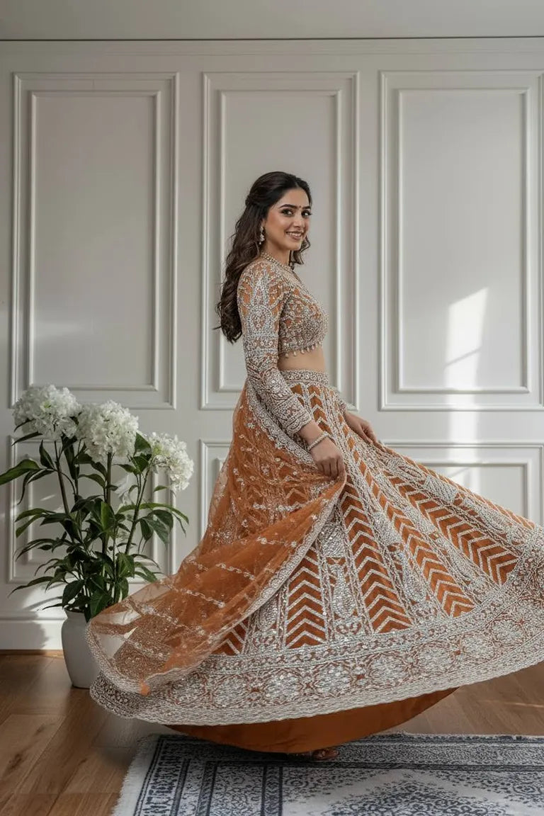 Rust Orange Lehenga Choli