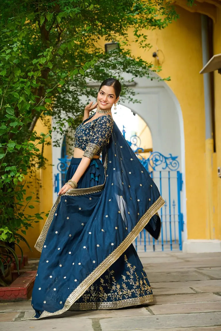 Perfect Festive & Wedding  Blue Lehenga