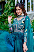 Full-Sleeve Embroidered Maxi Dress gown