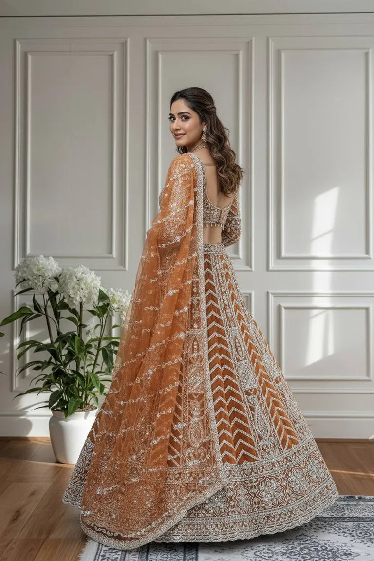 Rust Orange Lehenga Choli