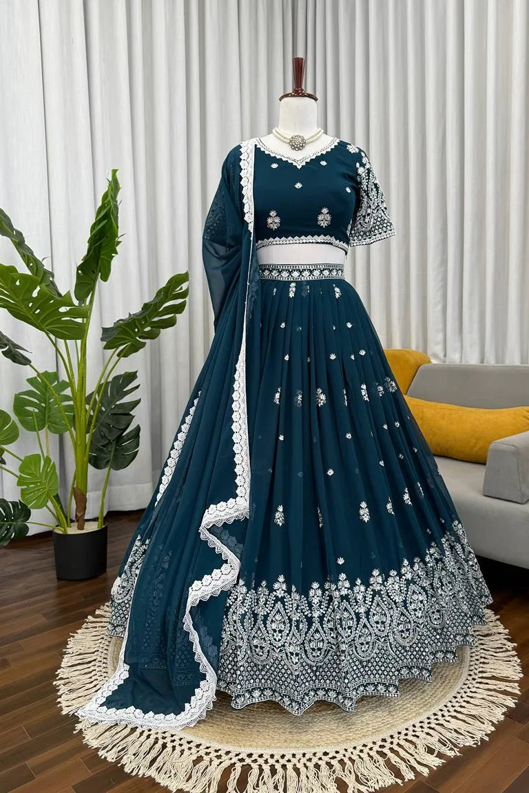 Ruby Georgette Lehenga