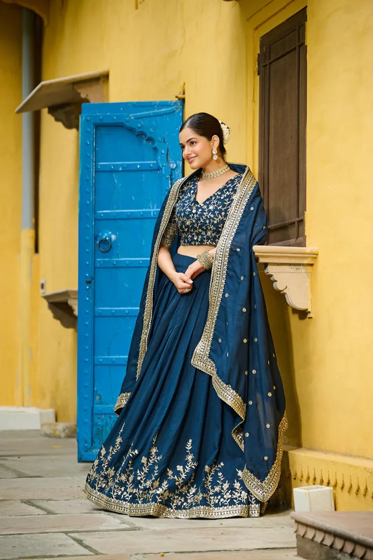 Perfect Festive & Wedding  Blue Lehenga