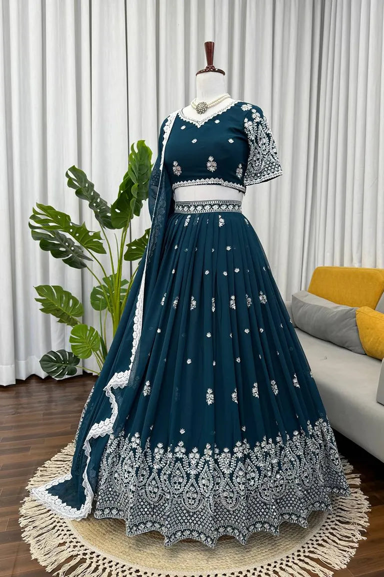 Ruby Georgette Lehenga