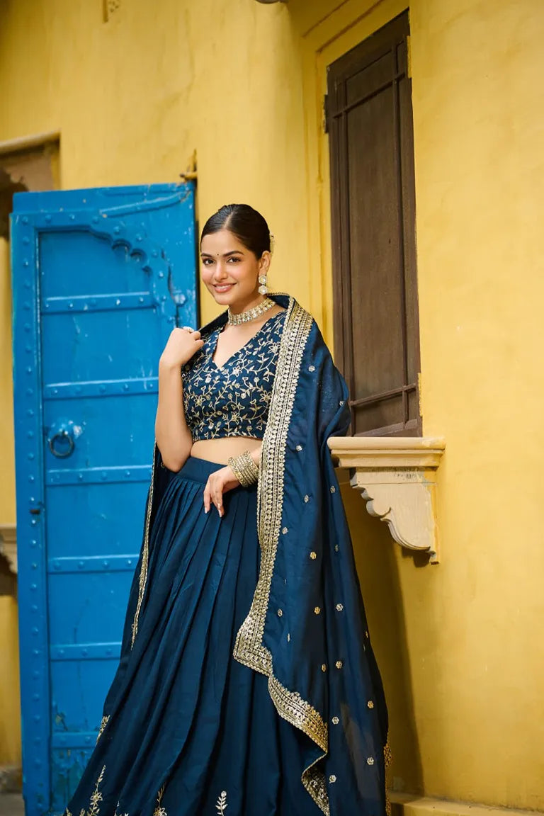 Perfect Festive & Wedding  Blue Lehenga