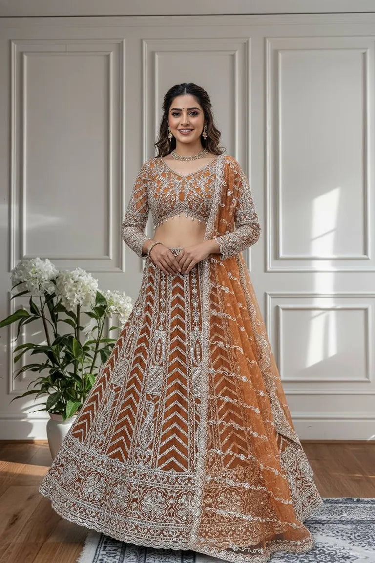 Rust Orange Lehenga Choli