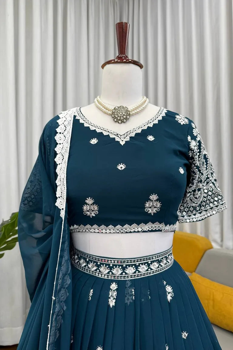 Ruby Georgette Lehenga