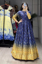 Printed Azarakh Styled Chinon Gown
