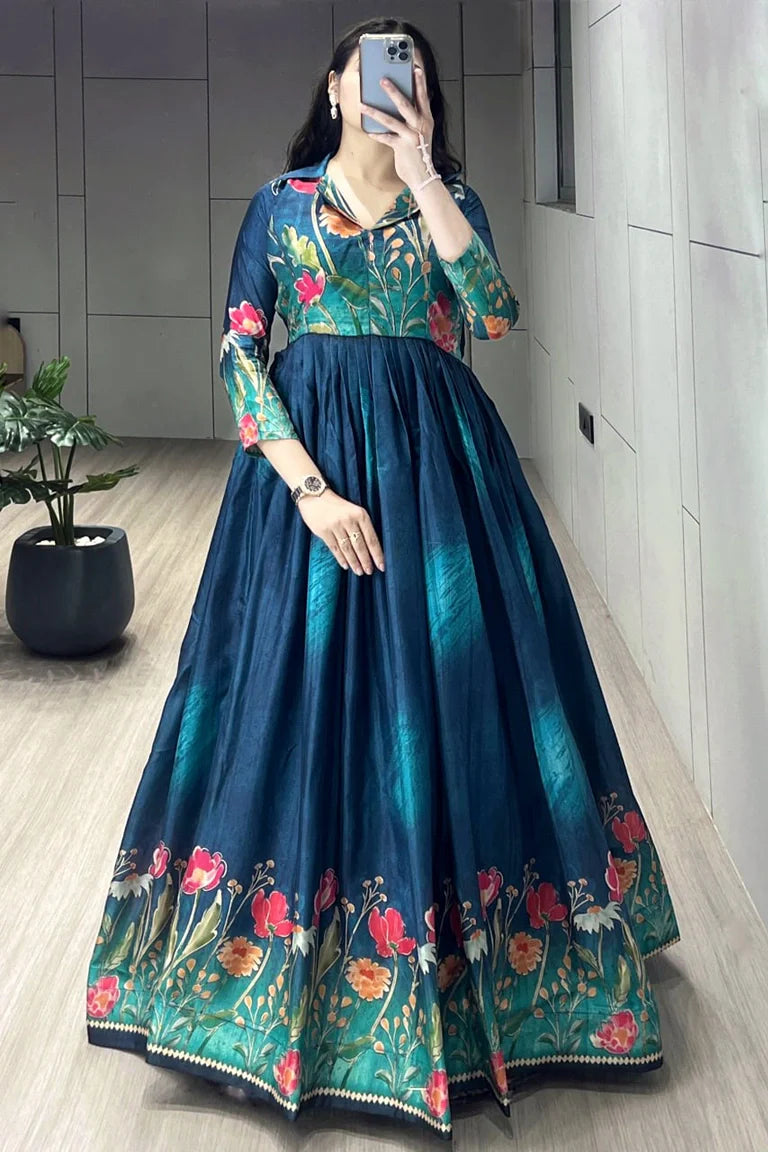 Printed Manipuri Silk Long Gowns