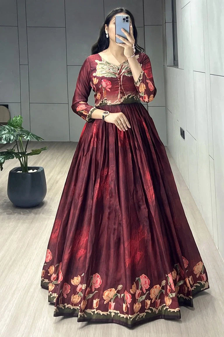 Printed Manipuri Silk Long Gowns