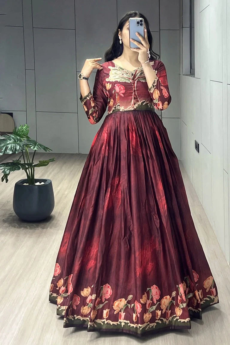 Printed Manipuri Silk Long Gowns