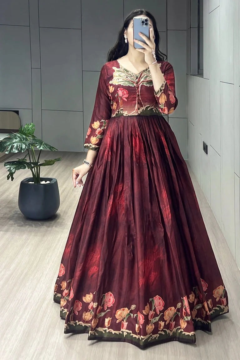 Printed Manipuri Silk Long Gowns