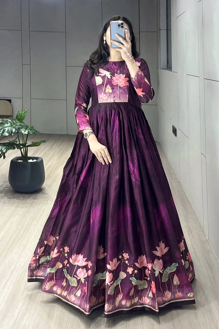 Printed Manipuri Silk Long Gowns