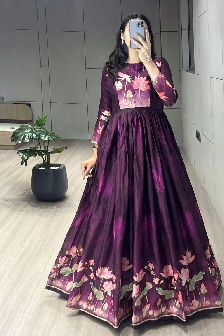 Printed Manipuri Silk Long Gowns