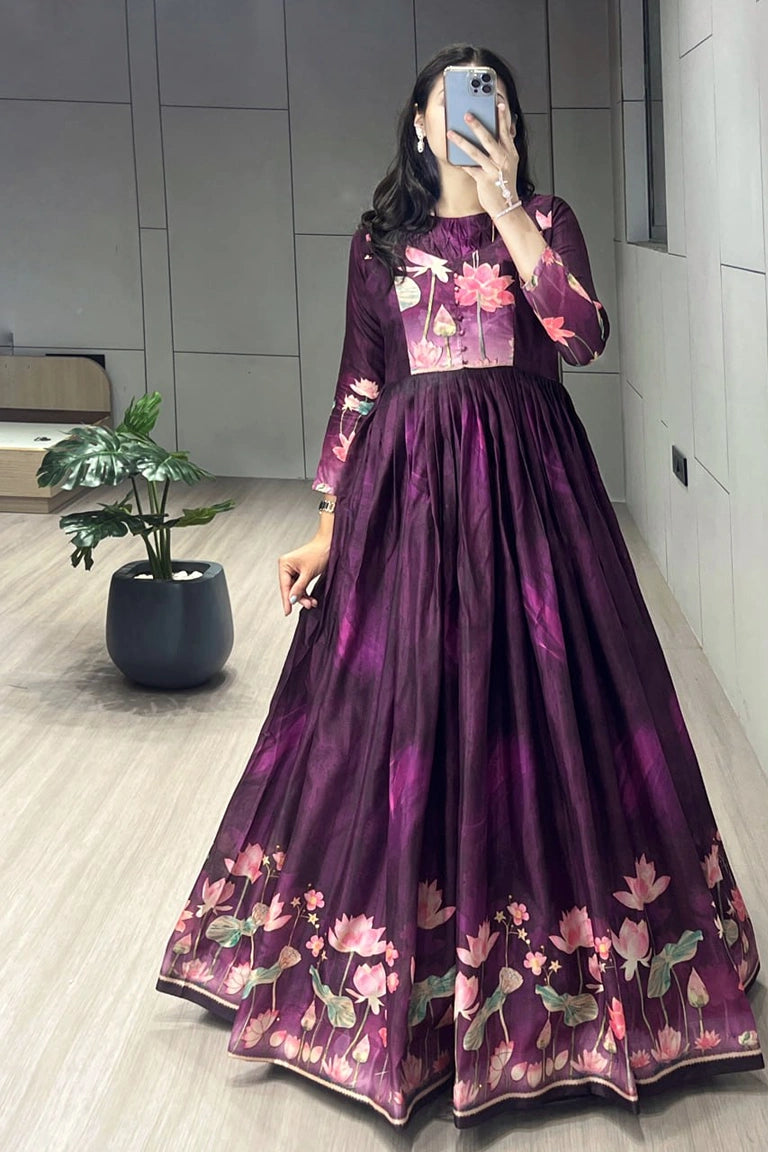 Printed Manipuri Silk Long Gowns