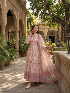 Blue & White Thread Work Anarkali Set