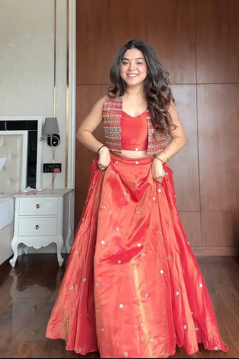 Orange Summer Silk Lehenga
