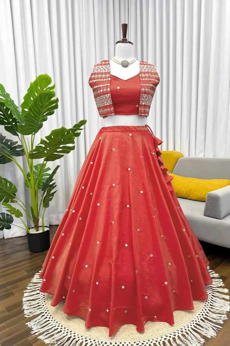 Orange Summer Silk Lehenga