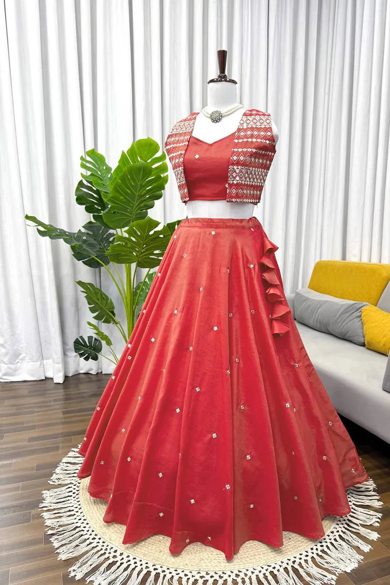 Orange Summer Silk Lehenga