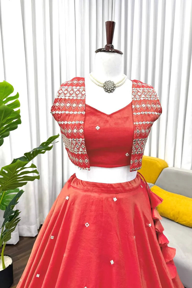 Orange Summer Silk Lehenga