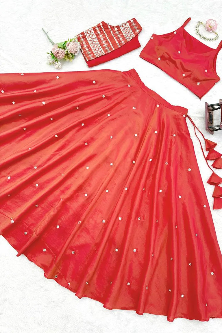 Orange Summer Silk Lehenga