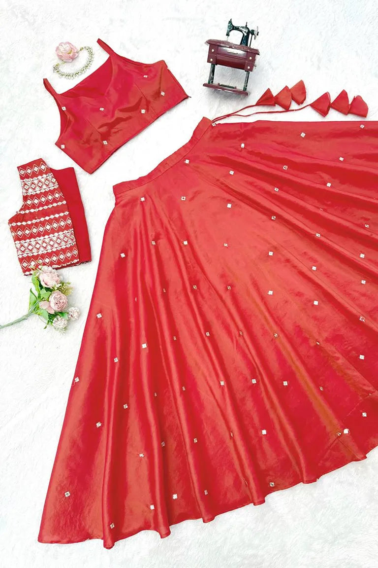 Orange Summer Silk Lehenga
