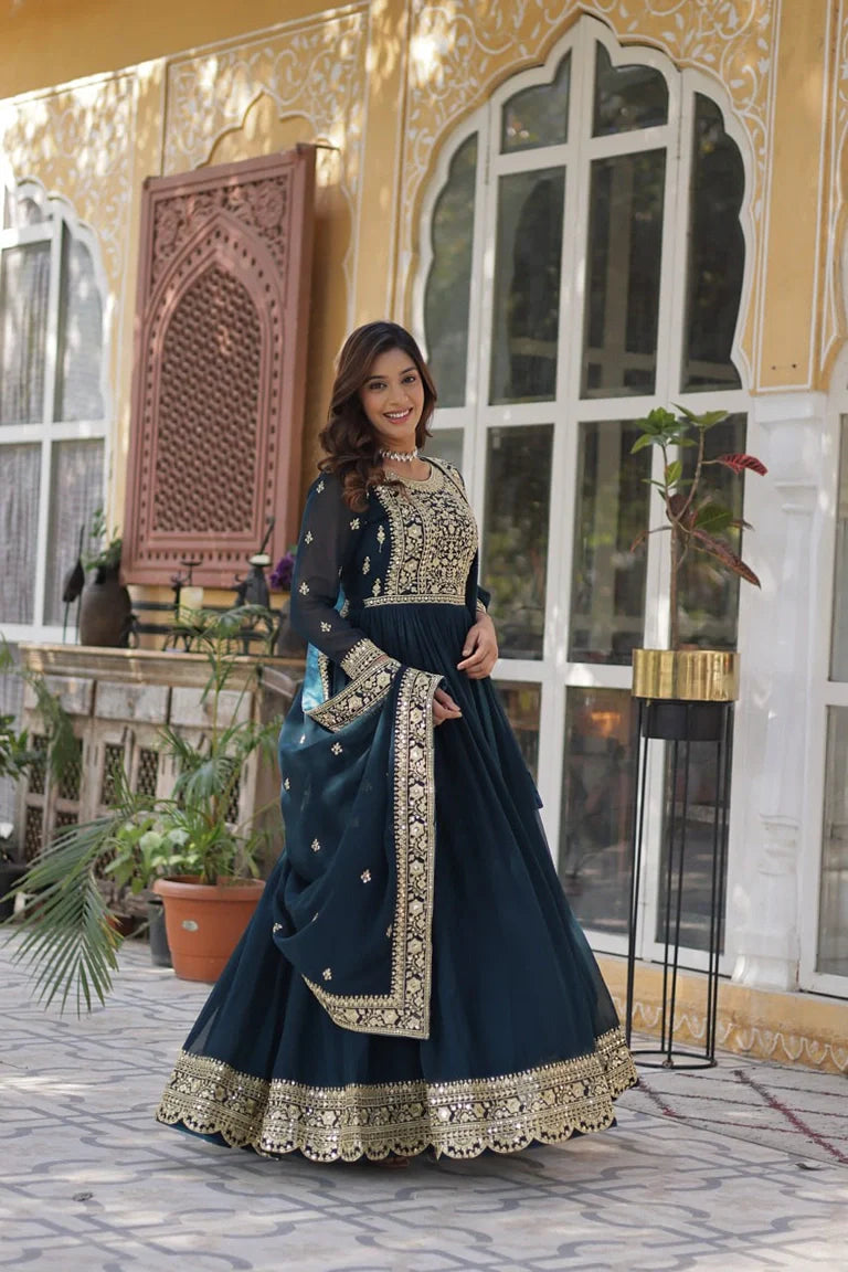 Midnight Zari Gown