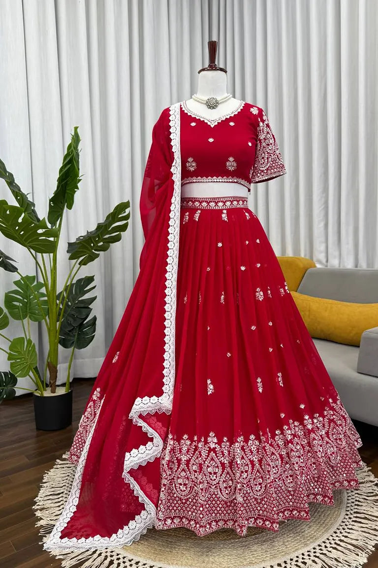 Ruby Georgette Lehenga