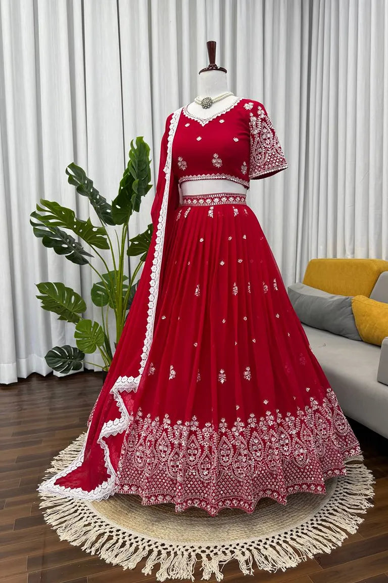 Ruby Georgette Lehenga