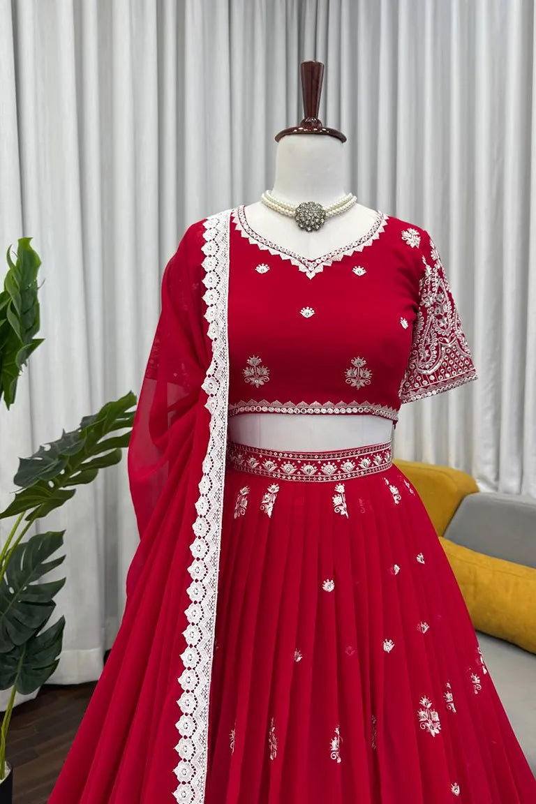 Ruby Georgette Lehenga