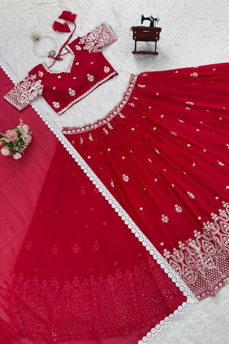 Ruby Georgette Lehenga