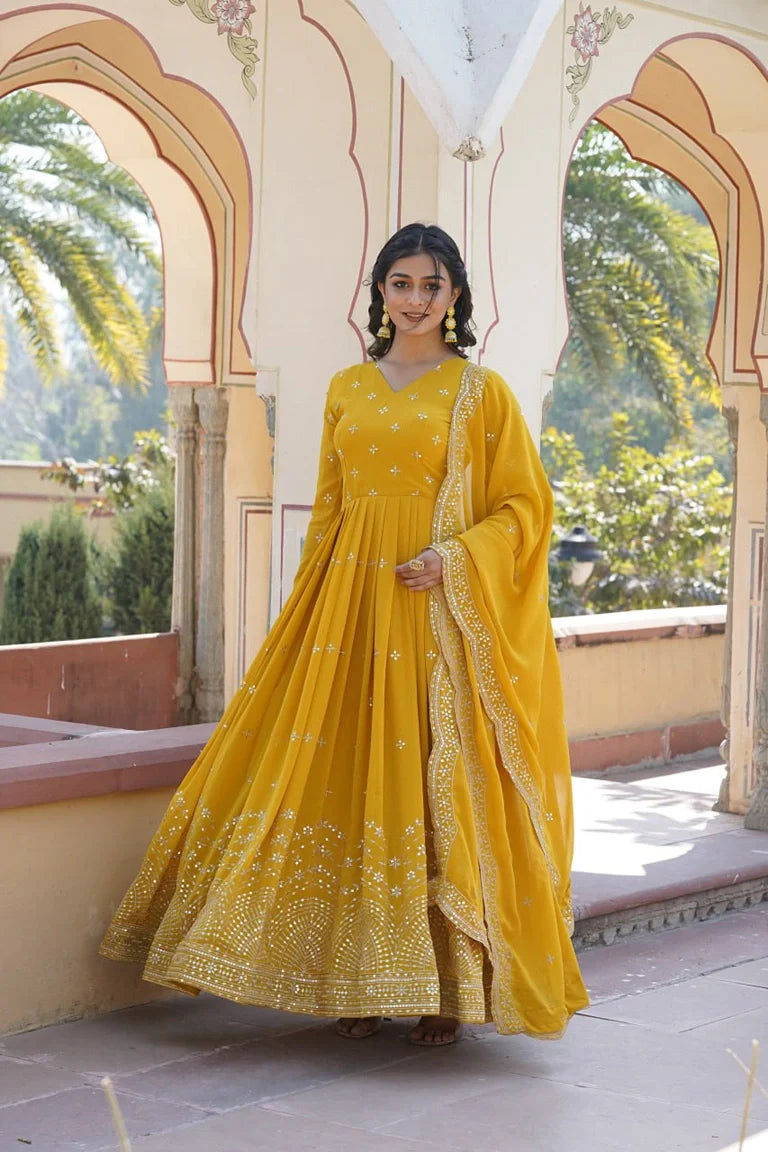 YELLOW DESIGNER GOWN