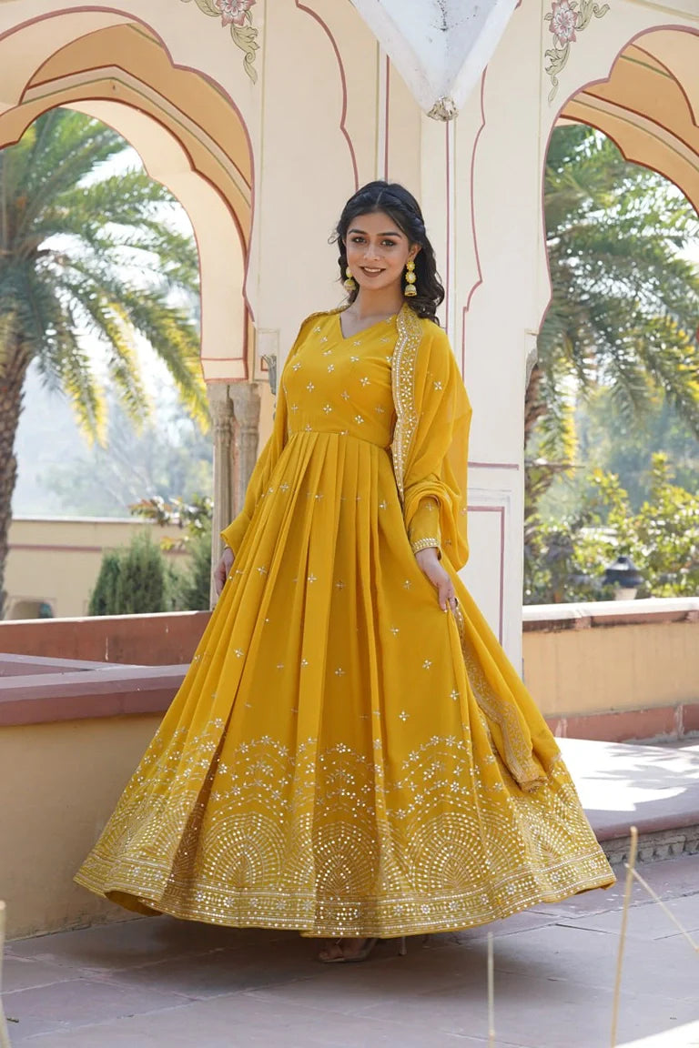 YELLOW DESIGNER GOWN