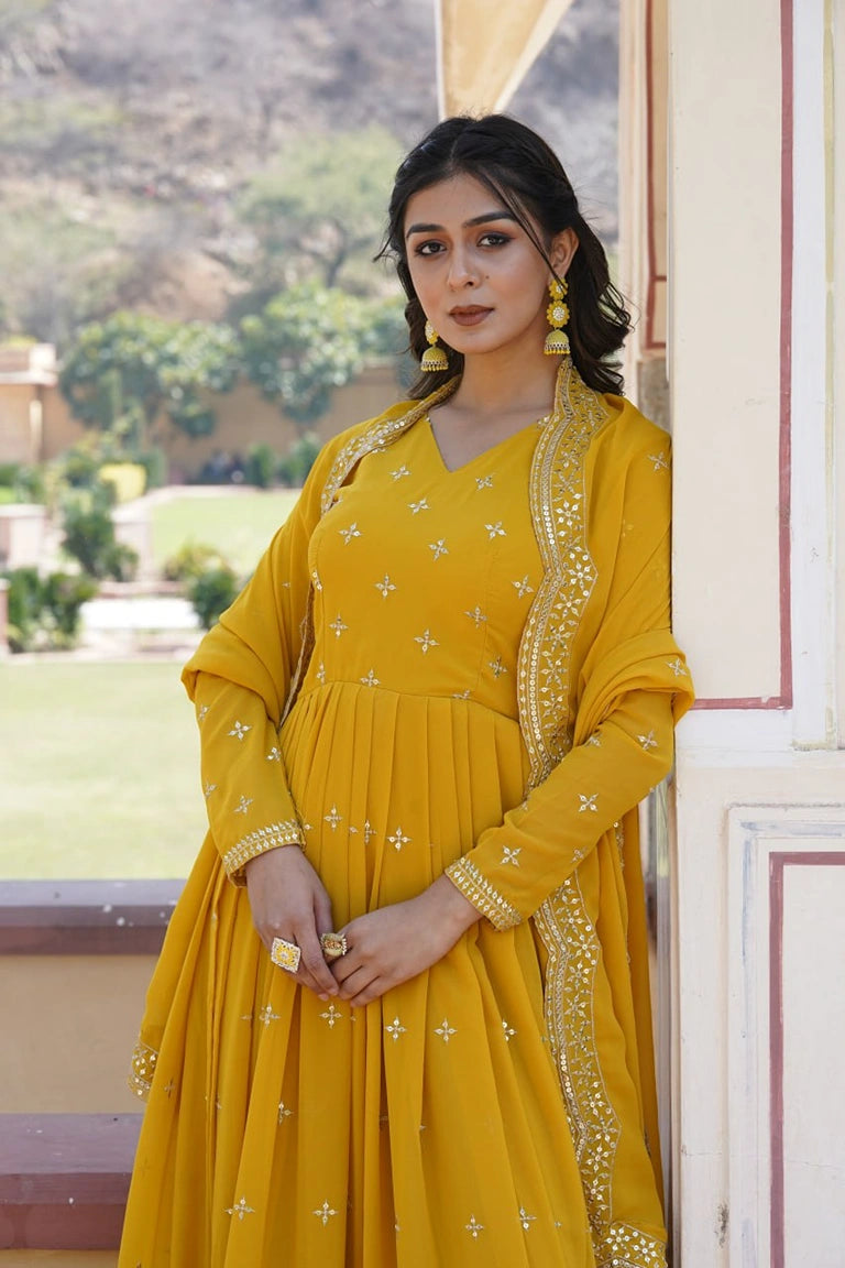 YELLOW DESIGNER GOWN