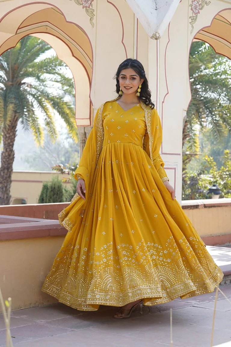YELLOW DESIGNER GOWN
