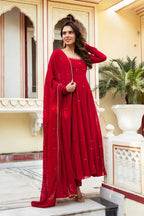 Wedding Wear Red Gown Set