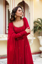 Wedding Wear Red Gown Set